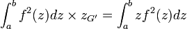 \int_a^b f^2(z)dz \times z_{G'} = \int_a^b zf^2(z)dz