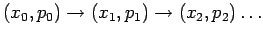 $\displaystyle \left(x_{0},p_{0}\right)\rightarrow\left(x_{1},p_{1}\right)\rightarrow\left(x_{2},p_{2}\right)\ldots$